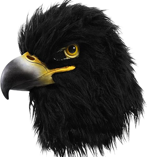 maskë silikoni me shqiponjë të zezë në kokë
