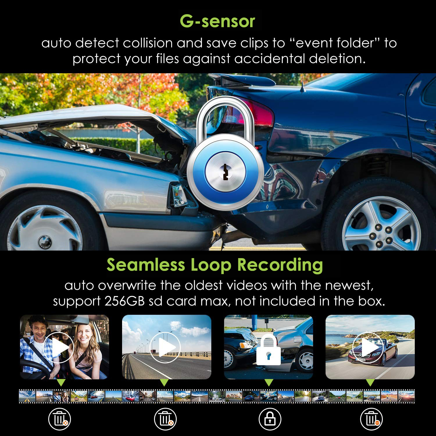 Kamera e mbrojtjes nga ndikimi i sensorit G në makinë