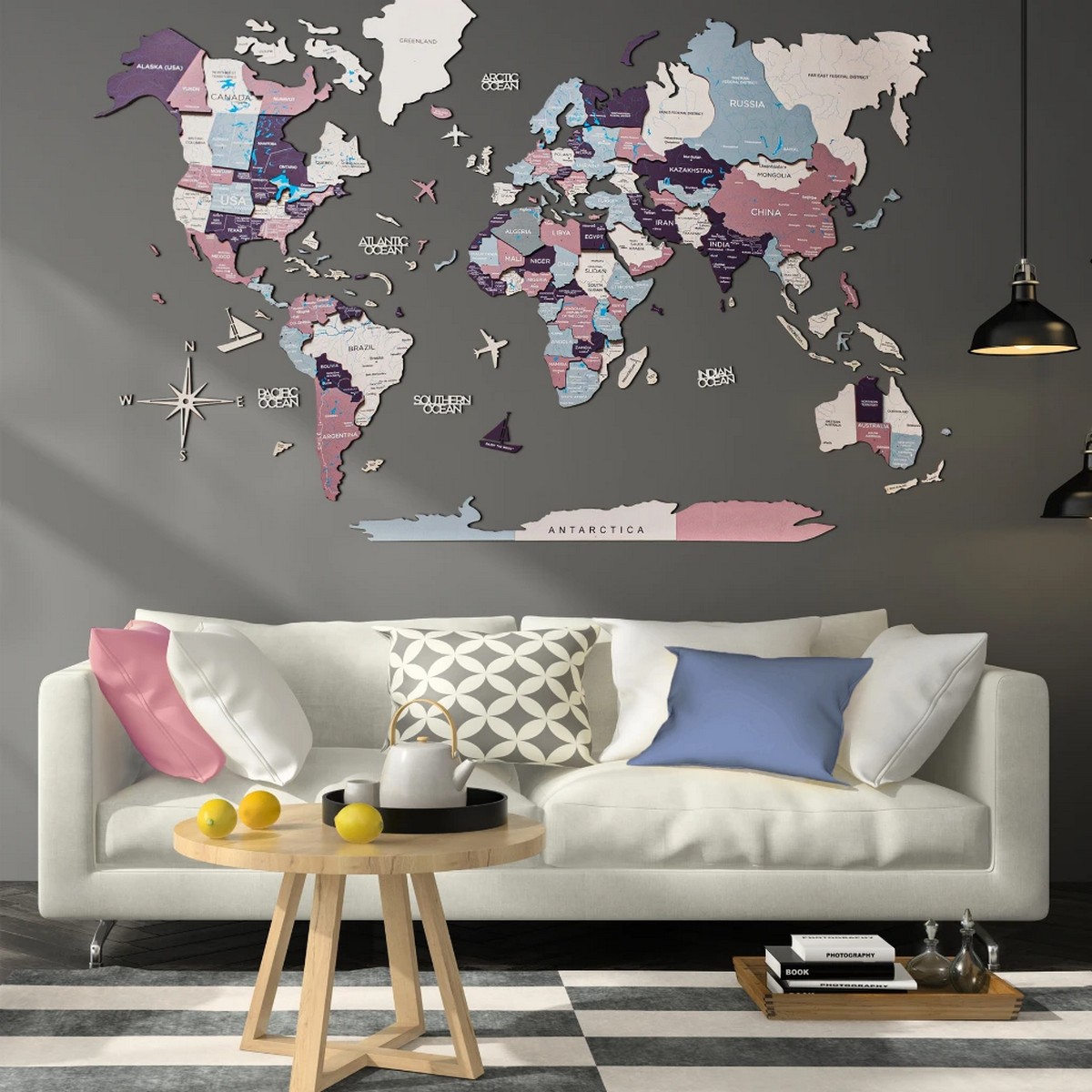 dekorimi i murit të hartës botërore