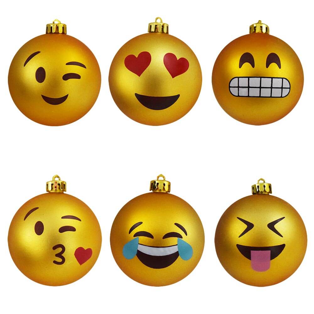topa të buzëqeshur në dekorimet e emoticoneve të pemës së Krishtlindjes