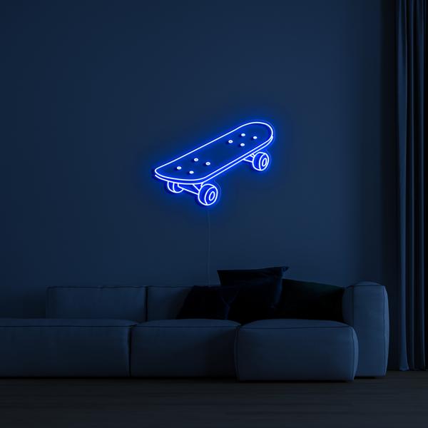 Shenjë neoni LED me shkëlqim 3D në mur - skateboard