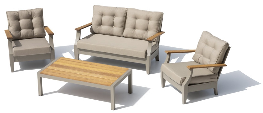 Ulje në tarracë në kopshtin luksoz modern - divan me kolltuqe për 4 persona + tavolinë