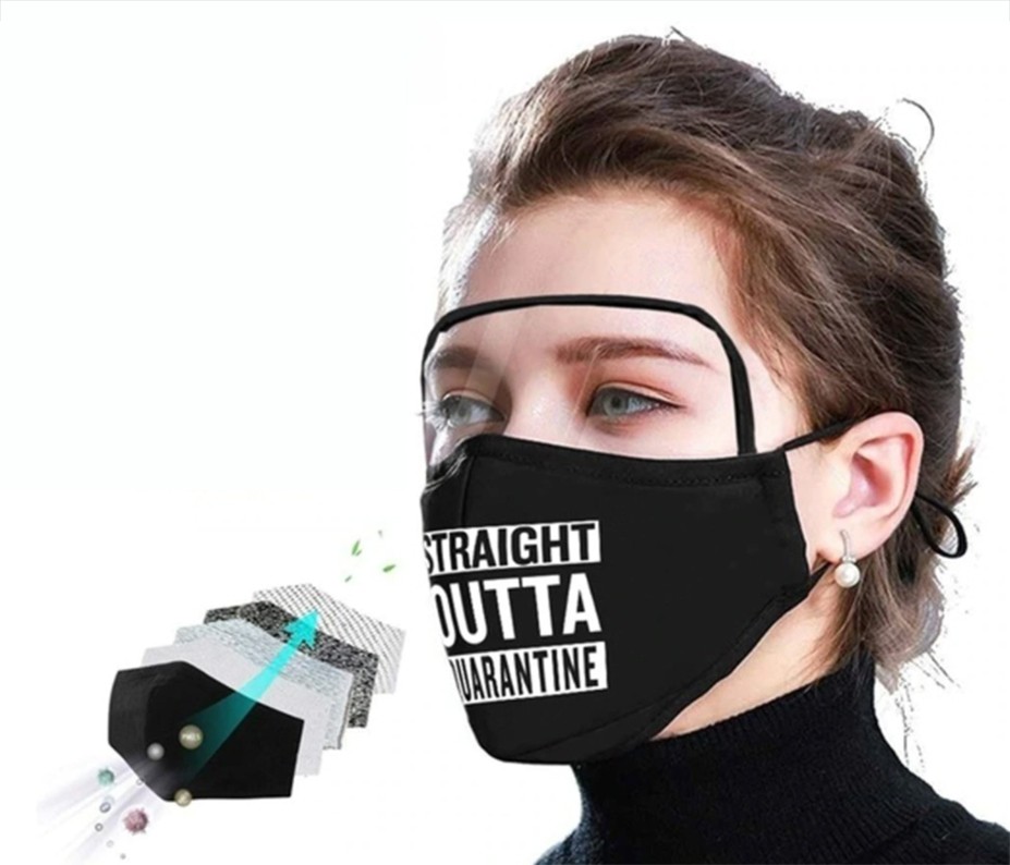 maskë e zezë me mburojë - unisex për femra dhe meshkuj
