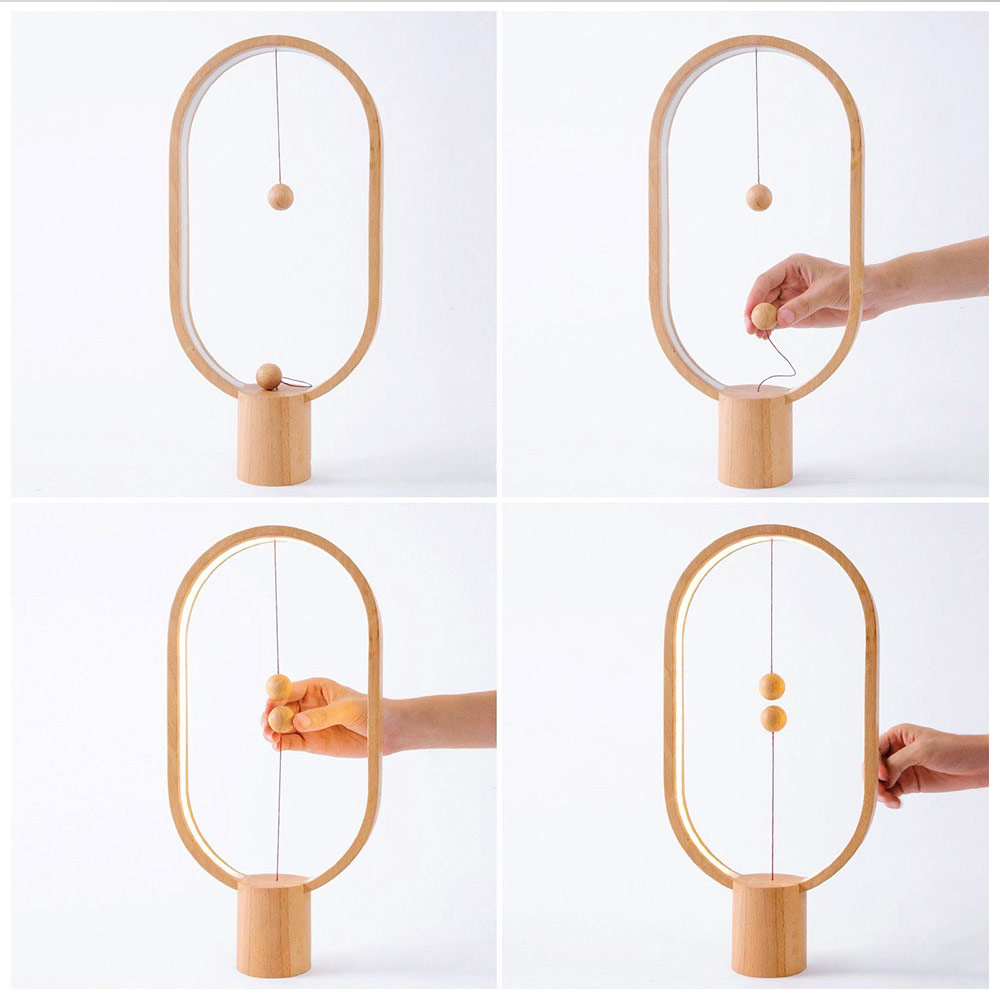 llambë tavoline led topa magnetikë dizajn druri