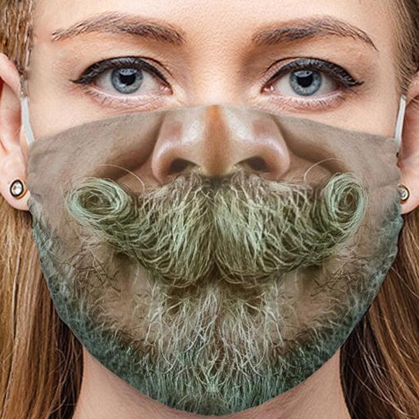 Mustaqe dhe mjekër me printim maskash 3d