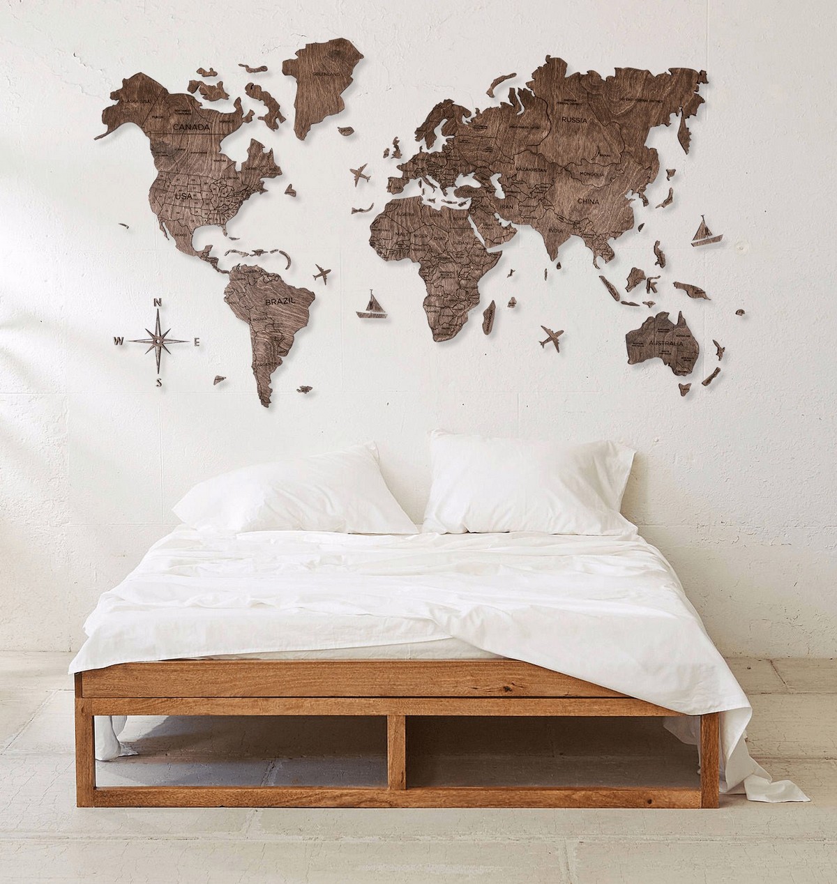 Harta e botës në mur 200x120 cm