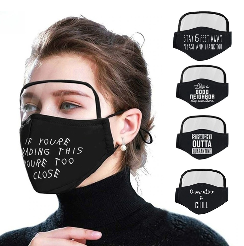 maskë në fytyrë me një mburojë
