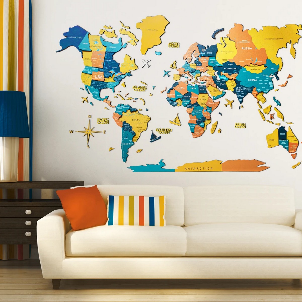 hartë me ngjyra në mur druri 3d