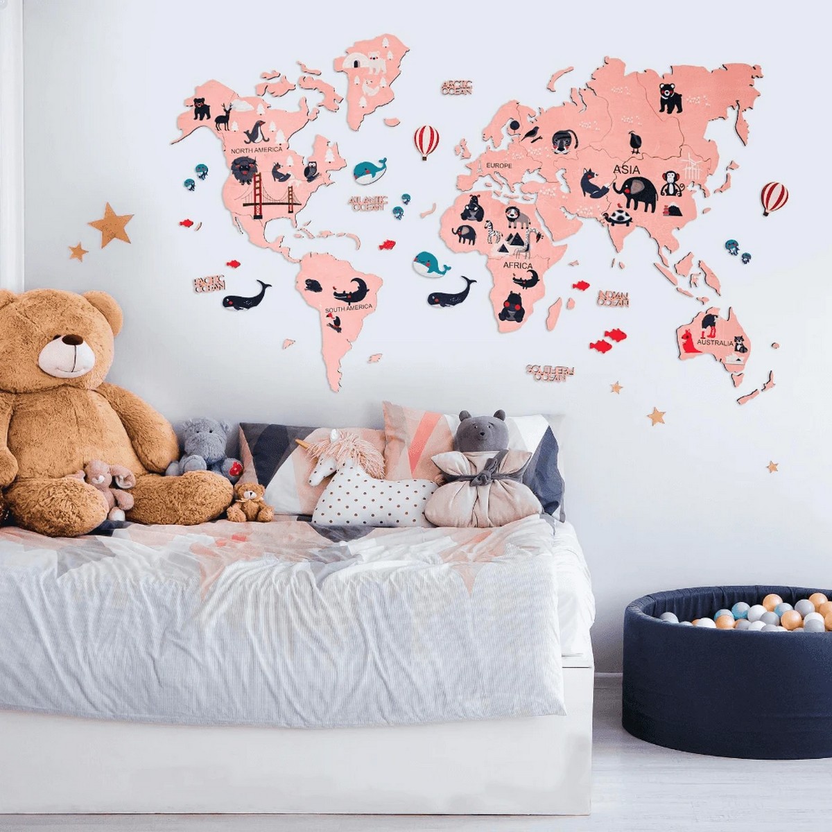 harta e botës për fëmijë - rozë