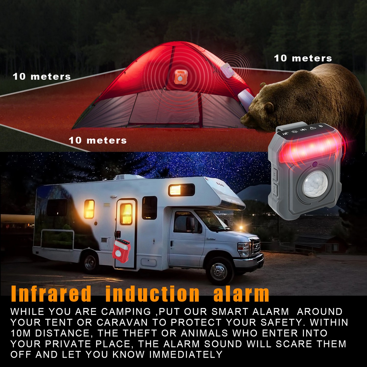 alarm për kamping në tendë - sensor lëvizjeje PIR