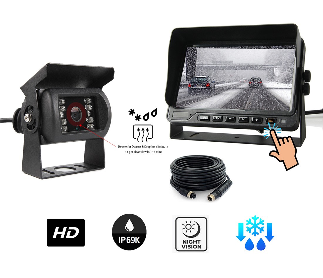 Komplet kamerash - kamera HD DEFROST e pasme e makinës + monitor i papërshkueshëm nga uji 7".