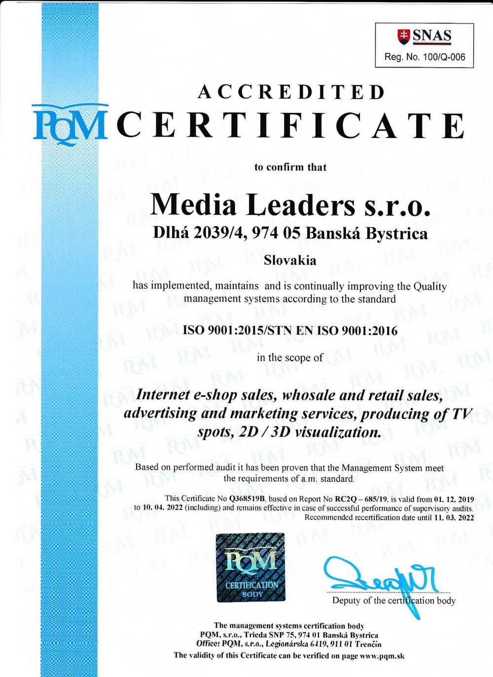 certifikata iso Liderët e mediave
