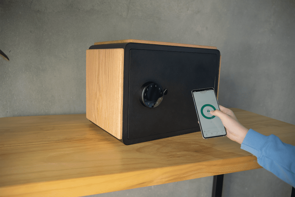 kasafortë inteligjente luksoze e bërë nga mbështetja e aplikacionit prej druri